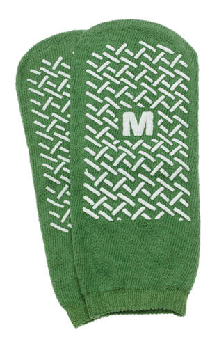 Load image into Gallery viewer, Slipper Socks; Med Green Pair Men&#39;s 5-6  Wms 6-7 Child 7-11
