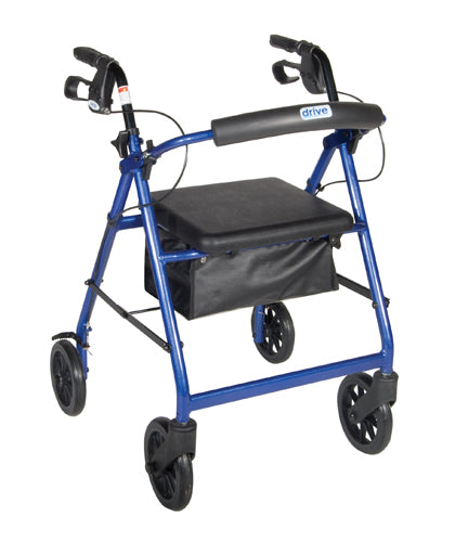 Load image into Gallery viewer, Rollator 4-Wheel with Pouch &amp; Padded Seat Blue - Drive
