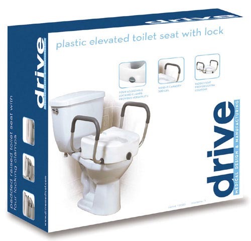 Raised Toilet Seat With Lock & Alum Det Arms Elongated
