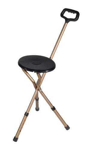 Load image into Gallery viewer, Cane Seat Adjustable w/Nylon Handle  Bronze Folding
