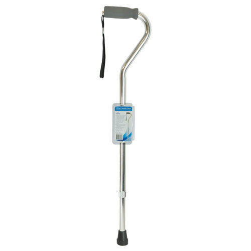 Load image into Gallery viewer, Cane  Soft Foam Offset Handle  Blue Jay  Silver with Strap
