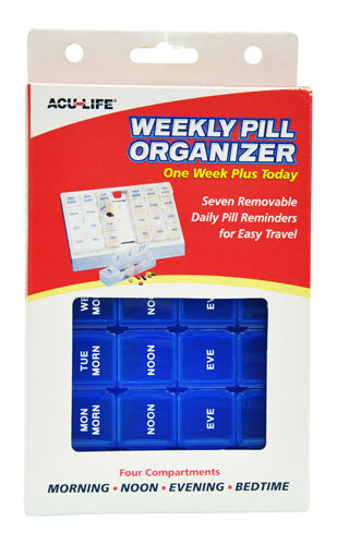 Load image into Gallery viewer, Pill Organizer Weekly w/28 Com One Week Plus Today&#39;  Blue
